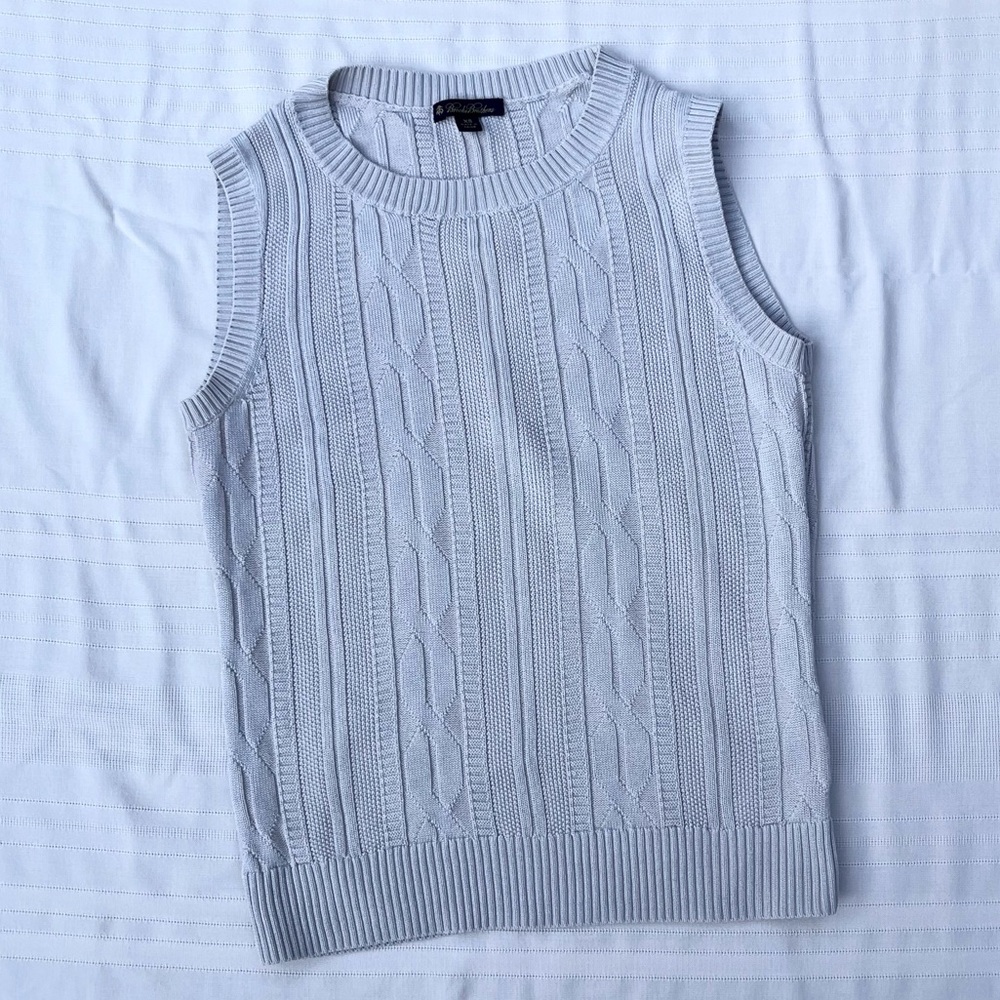 Brooks Brothers light gray Cable Knit Sweater Vest